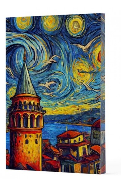 Van Gogh 5 - Galata Çizgili Yan Boyamalı Defter
